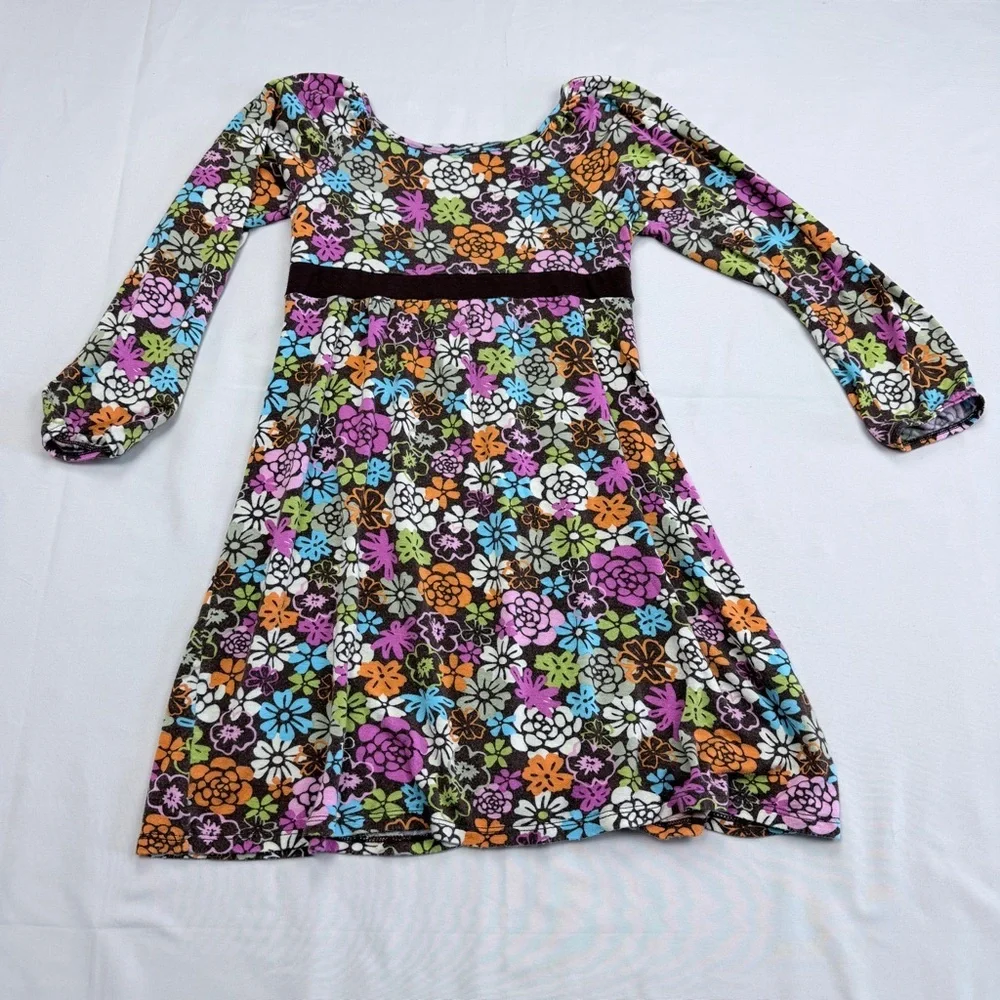 Colorful Floral Kids Casual Dress - Picture 2 of 6